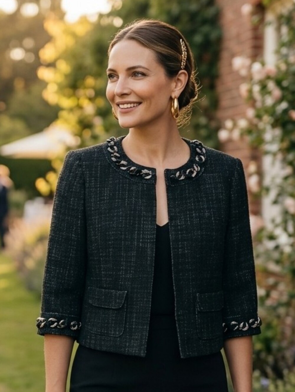 Michael Kors Tweed Chain Detail Jacket